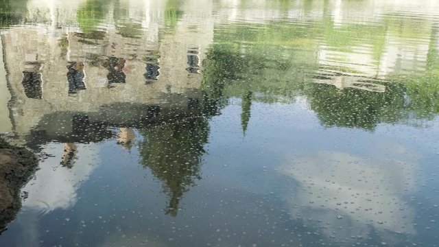 Antique thermal baths in the medieval village Bagno Vignoni, Tuscany, Italy