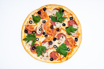 tasty pizza for restaurant menu on a light background4