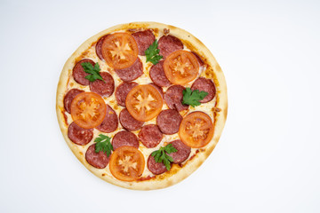 tasty pizza for restaurant menu on a light background1
