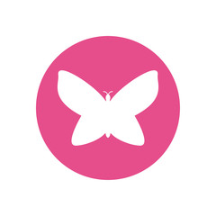 Cute butterfly silhouette inside circle vector design