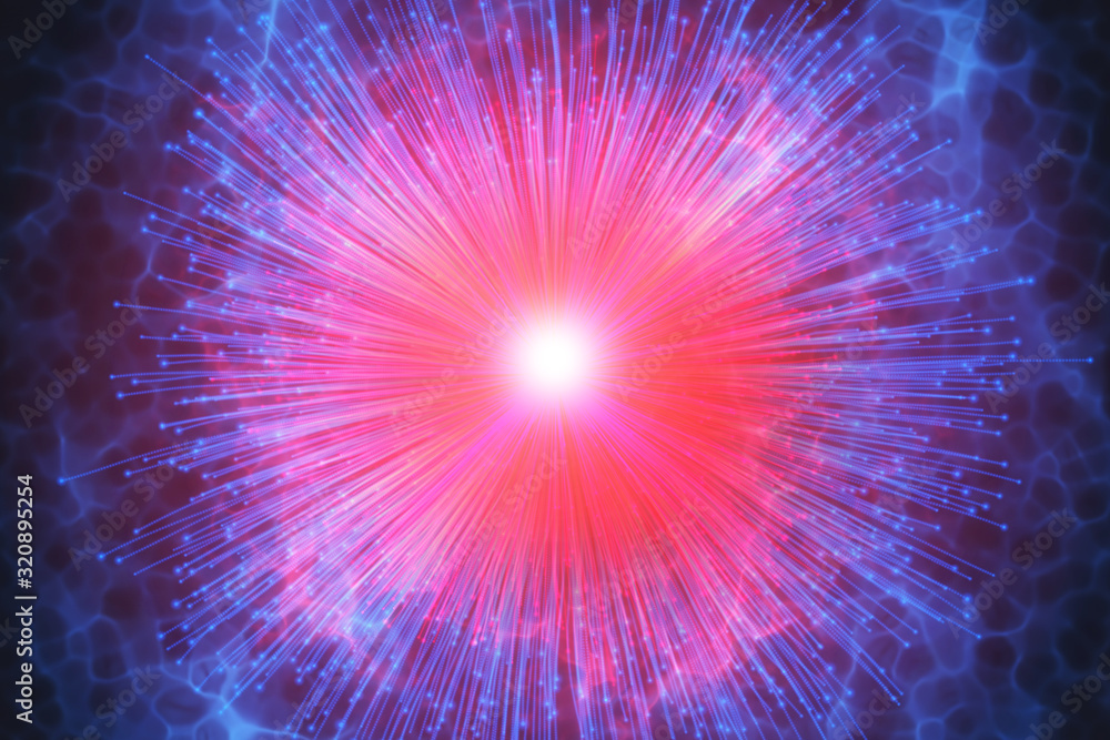 Aufkleber abstract explosion background. exploding particles. shockwave blue and red.