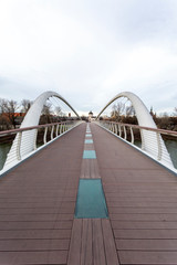 Fototapeta na wymiar Tiszavirag Bridge in Szolnok, Hungary