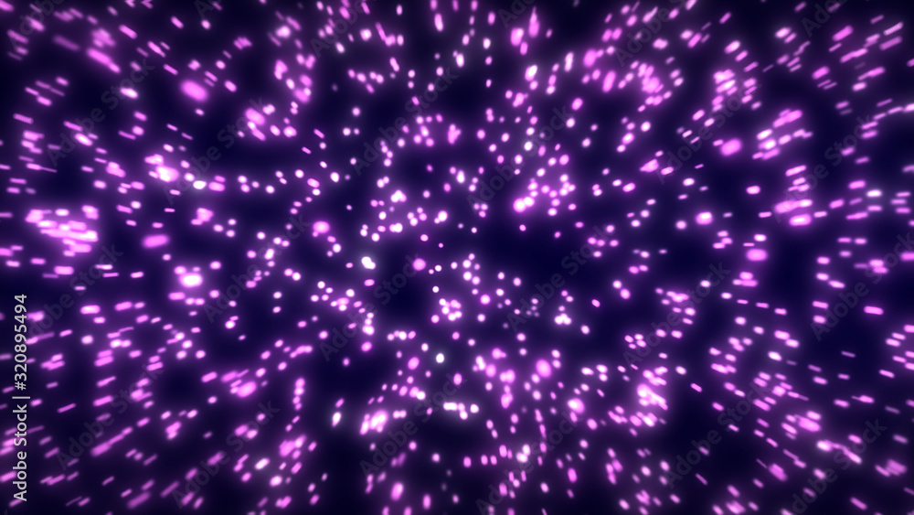 Poster abstract explosion background. exploding particles. purple color.