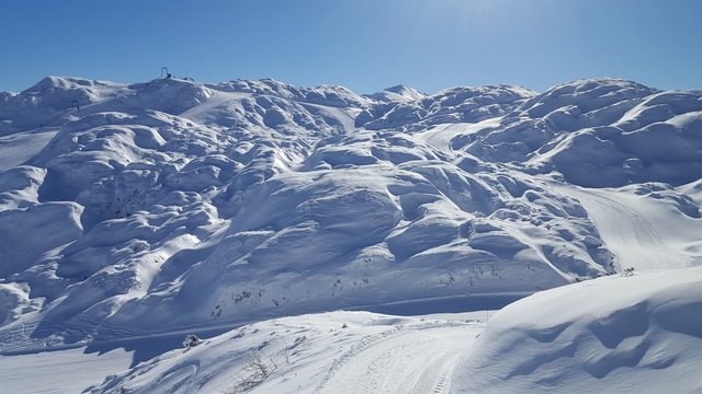 alpine mountains in winter, ski resort
