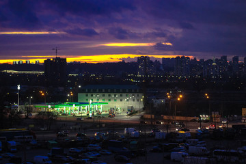 Fototapeta premium Evening in the city Kyiv, Ukraine.