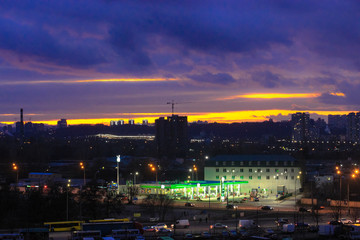 Fototapeta na wymiar Evening in the city Kyiv, Ukraine.