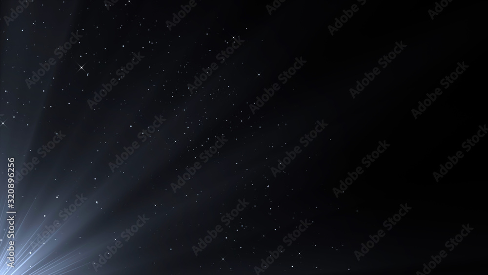 Poster abstract explosion background. exploding particles. white light. isolated on black.