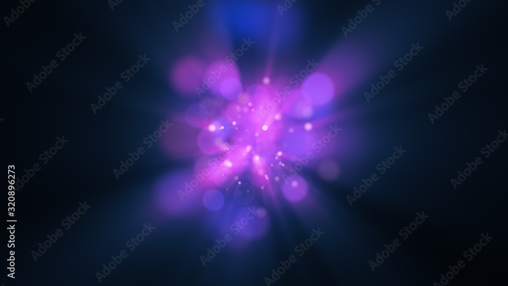 Poster abstract explosion background. exploding particles. purple color.
