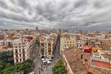 Naklejka na ściany i meble Valencia cityscape from Torres de Serranos, Spain