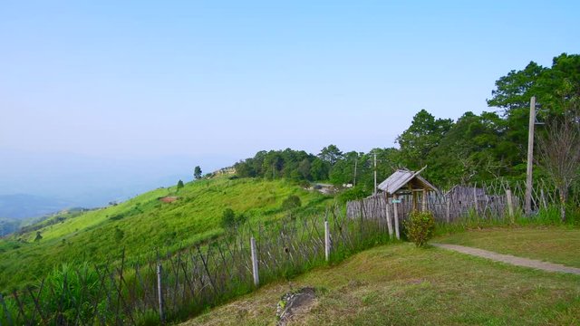 4K video of mountain view at Doi Chang Mub base, Chiang Rai province.