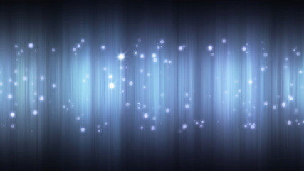 Bright blue bokeh lights abstract background. Flying particles or dust. Vivid lightning. Merry christmas design. Blurred light dots. Can use as cover, banner, postcard, flyer.