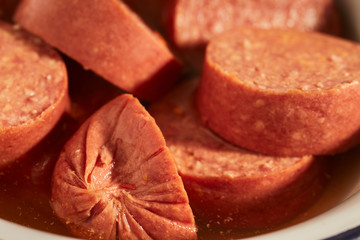 Hot Bologna, a classic cured and pickled sausage from Coal Country in Pennsylvania, USA