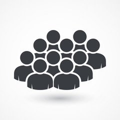 Illustration of crowd of people icon silhouettes vector. Social icon. Flat style design. User group network. Corporate team group. Community member icon. Business team work activity. Staff unity icon