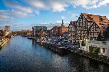 Naklejka premium Buildings and architecture of the city of Bydgoszcz in the Kuyavian-Pomeranian Voivodeship