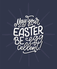 Calligraphy lettering slogan about Easter for flyer and print design. Vector illustration. Template banner, poster, greeting postcard.