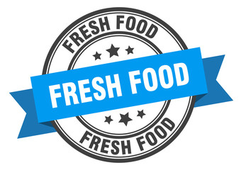 fresh food label. fresh foodround band sign. fresh food stamp
