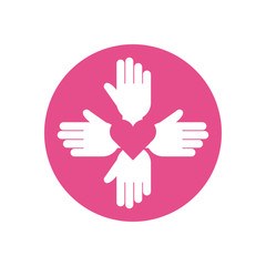 Isolated help hands inside circle vector design