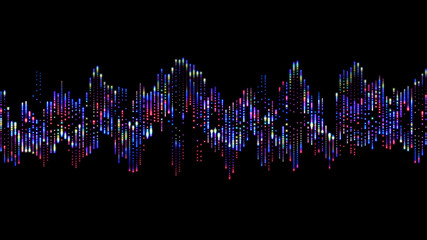 Abstract blue and pink technology background. Lines texture. Motion dots. Black backdrop. Futuristic wallpaper. © Bokehstore