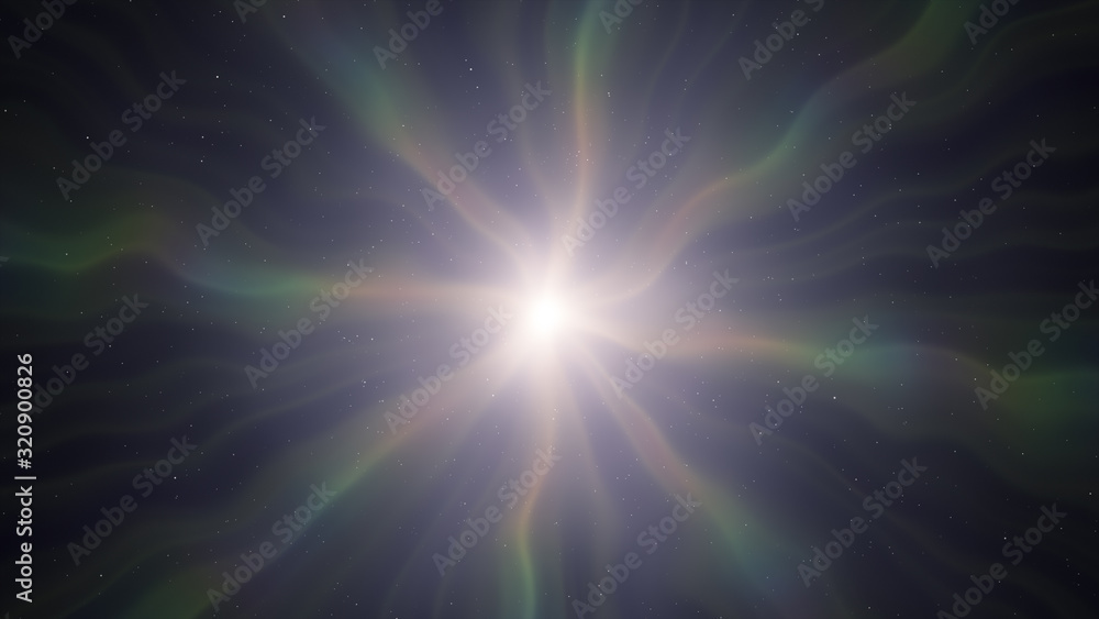 Poster abstract explosion background. exploding particles. north lights.
