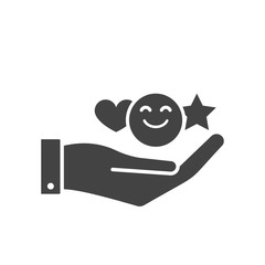 Customer review line icon. Star, heart and positive emotions smile signs. Feedback concept symbols. Evaluation of service, sticker for chat, messenger. Labels of expressions of approval. Vector