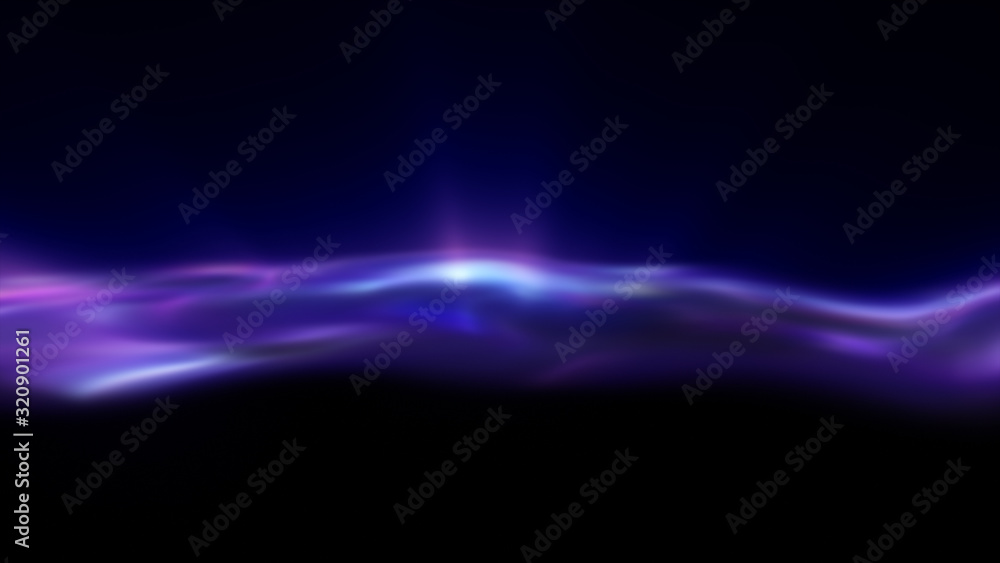 Poster bright wavy background. glowing dots and lines. neon light. wave element for design. smooth particle