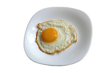 fried egg on a white plate
