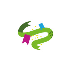 Isolated party green ribbon vector design