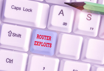 Conceptual hand writing showing Router Exploits. Concept meaning takes advantage of a security flaw...