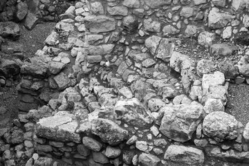 Roman ruins in black and white
