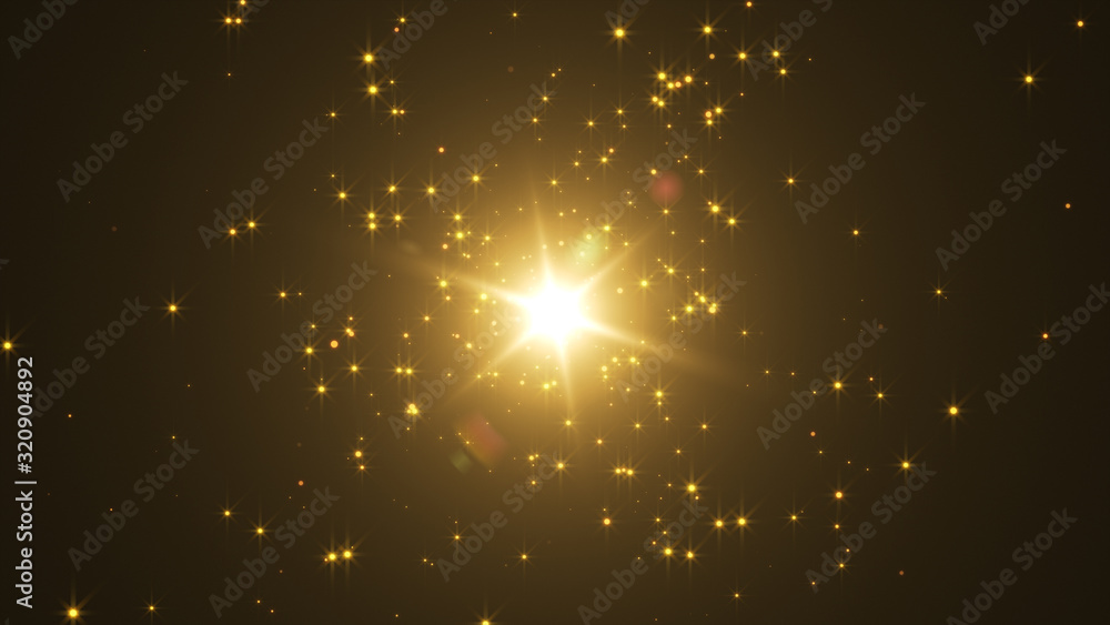 Poster abstract explosion background. exploding gold particles.