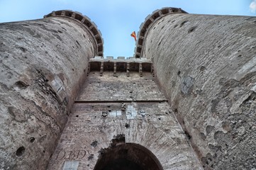 Old city gate Torres de Quart in Valencia, Spain