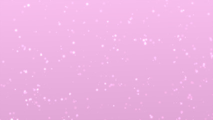 Bright pink bokeh lights abstract background. Flying particles or dust. Vivid lightning. Valentines day design. Blurred light dots.