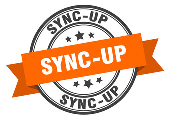 sync-up label. sync-upround band sign. sync-up stamp