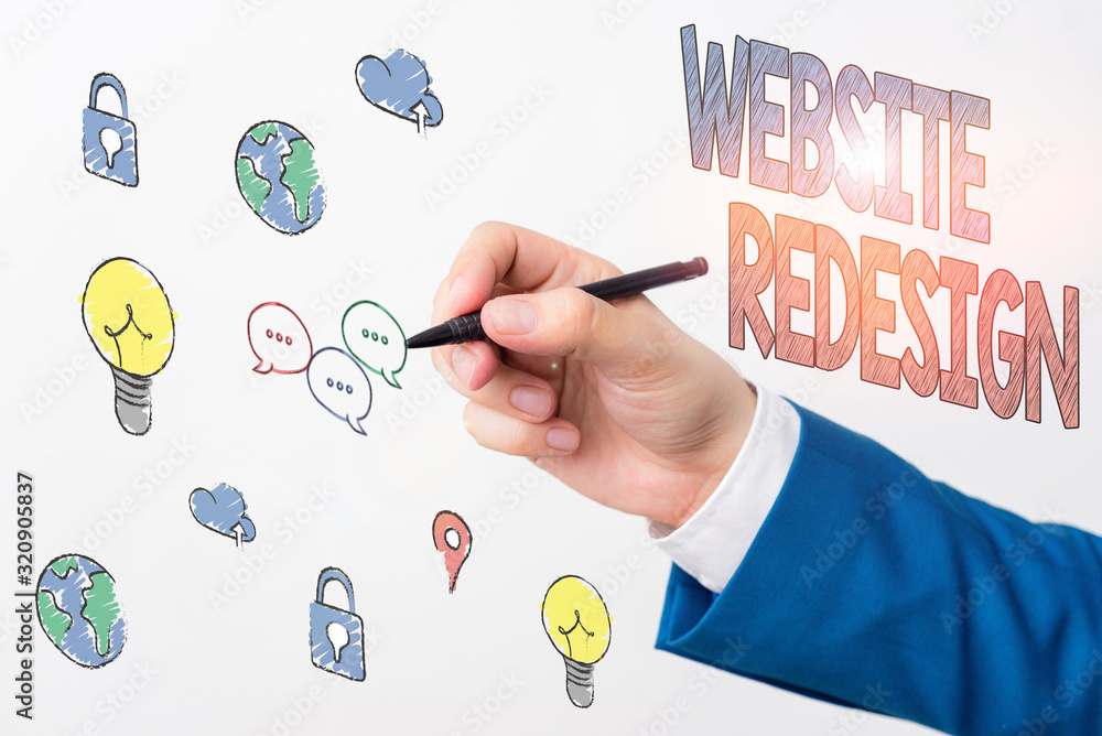 Sticker handwriting text writing website redesign. conceptual photo modernize improver or evamp your website