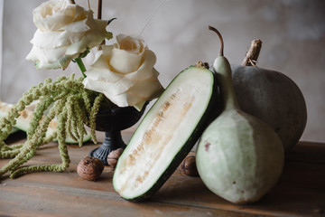 still life with zucchini on the table