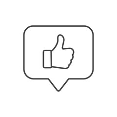 Obraz premium Positive customer feedback linear icon. Excellent review. Thin line illustration. Chatting. Like. Online communication. Contour symbol. Vector isolated outline drawing. Editable stroke