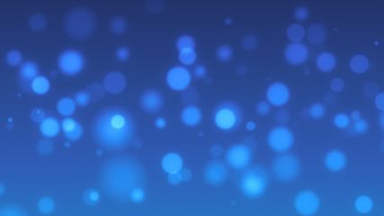 Bright blue bokeh lights abstract background. Flying particles or dust. Vivid lightning. Merry christmas design. Blurred light dots. Can use as cover, banner, postcard, flyer.