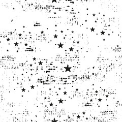 Grunge seamless pattern with stars and circles shabby texture. Vector template can be used in different designs as an additional element of the background.