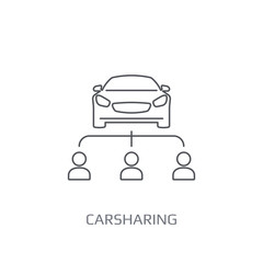 Carsharing Vector Icon On White, Linear Style