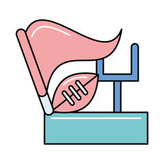 american football sport balloon with goal camp arch and flag