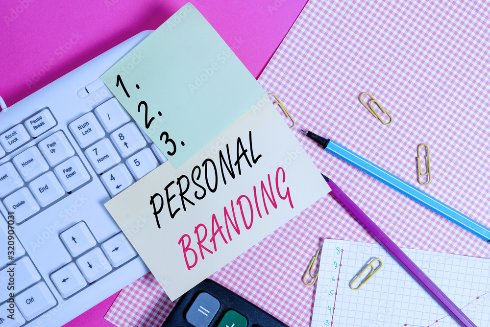 Poster text sign showing personal branding. business photo showcasing process of creating a recognizable pr
