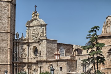 Fototapeta na wymiar Detail of the facade of Valencia Cathedral, Spain
