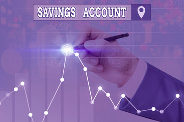 Writing note showing Savings Account. Business concept for an interestbearing deposit account held...