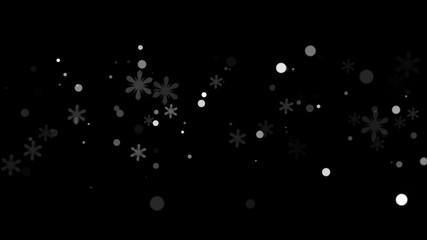 Snowflakes background. Falling snow flakes. Merry Christmas. Isolated on black