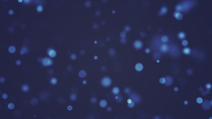 Fototapeta na wymiar Bright blue bokeh lights abstract background. Flying particles or dust. Vivid lightning. Merry christmas design. Blurred light dots. Can use as cover, banner, postcard, flyer.