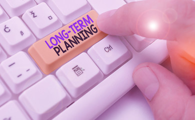 Handwriting text Long Term Planning. Conceptual photo establishing goals that you expected to...