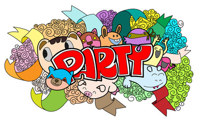 Fototapeta premium doodle party set. Vector illustration of Celebration party carnival festive icons set. Hand drawn, Sketch icons for invitation, poster