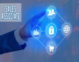 Handwriting text writing Sales Associate. Conceptual photo primary task is selling the company...