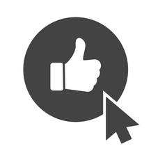 Like hand thumb up vector icon button with mouse cursor click. Social media sign.