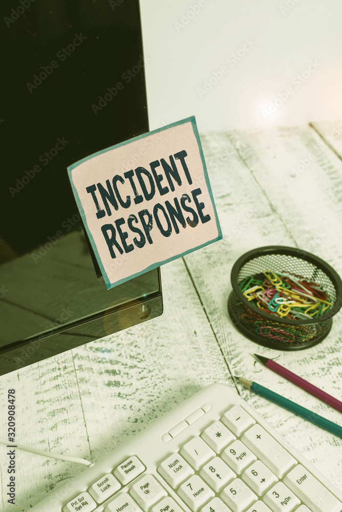 Poster handwriting text incident response. conceptual photo addressing and analysing the aftermath of a sec